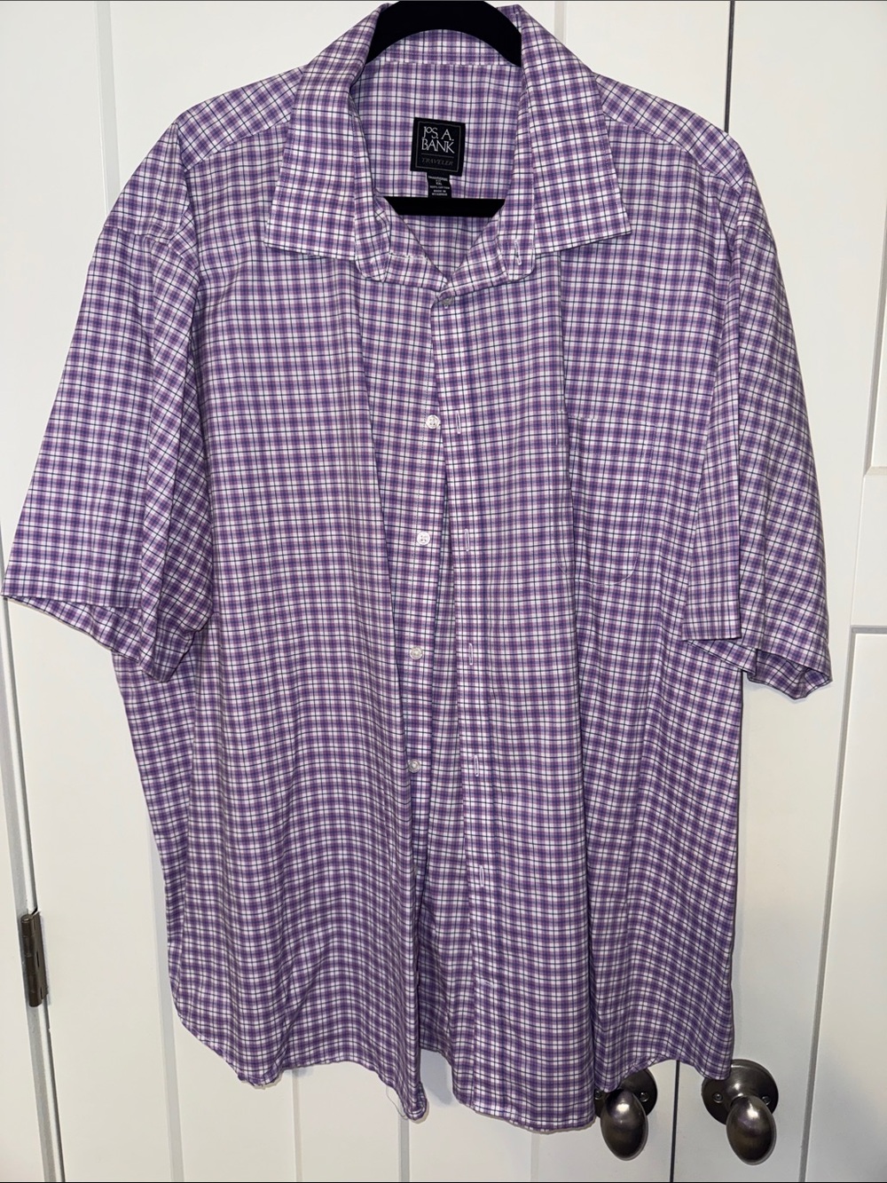 Jos. A. Bank Lavender Plaid Short-Sleeve Button-Down Shirt